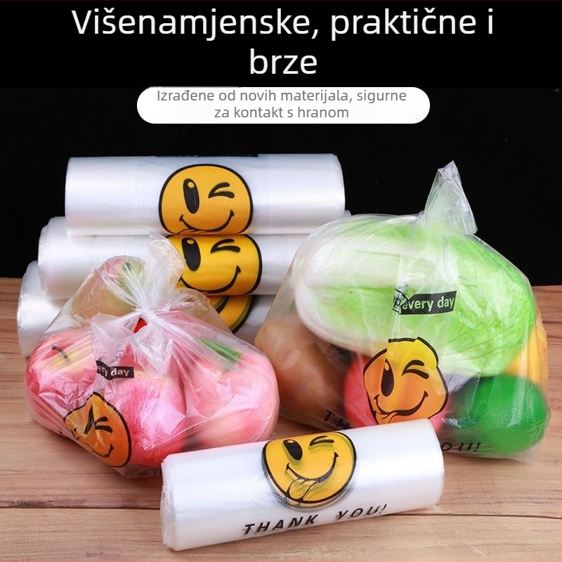 Prozirne plastične vrećice sa smiješnim licem za hranu, kupovinu, dostavu i smeće