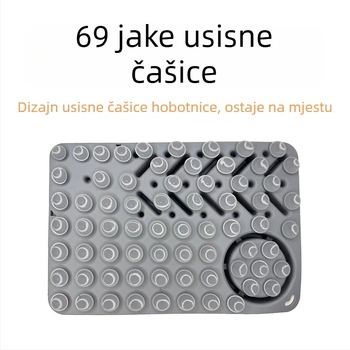 Silikonska podloga za lizanje mačaka — sporo hranjenje, sprječavanje prevrnuća, s usisnom čašicom