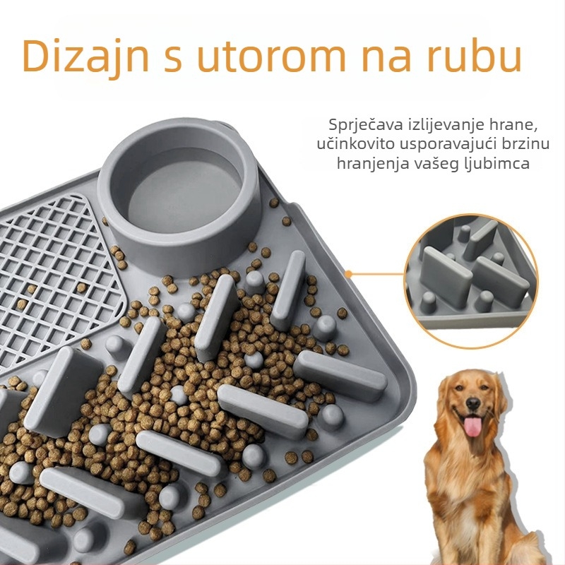 Silikonska podloga za lizanje mačaka — sporo hranjenje, sprječavanje prevrnuća, s usisnom čašicom