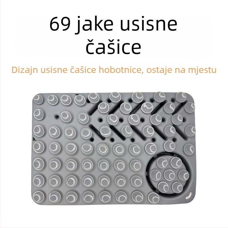 Silikonska podloga za lizanje mačaka — sporo hranjenje, sprječavanje prevrnuća, s usisnom čašicom