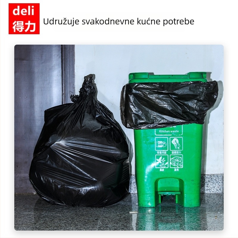 Deli 9576 Velike vreće za otpad u osmerokutnom stilu, debele plastične vreće za komercijalno čišćenje, upravljanje nekretninama, catering i hoteli