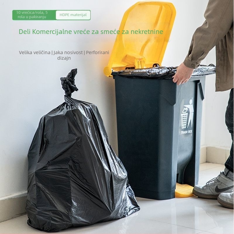 Deli 9576 Velike vreće za otpad u osmerokutnom stilu, debele plastične vreće za komercijalno čišćenje, upravljanje nekretninama, catering i hoteli