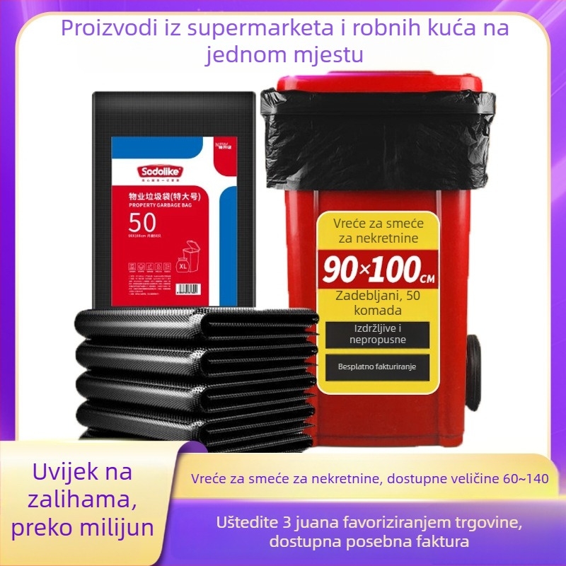 Sodolike Crne ekstra velike vreće za otpad za komercijalnu prehranu, vanjska higijena
