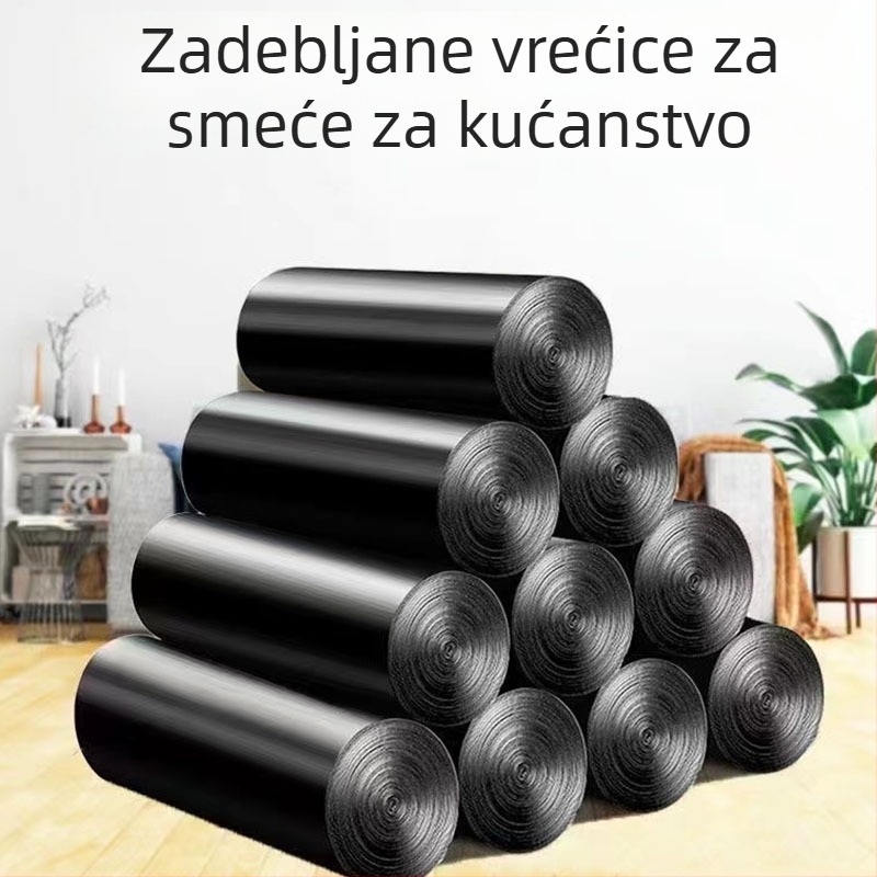 Crne vrećice za otpad za kućnu upotrebu, s plosnim otvorom, 45 × 50 cm, male vrećice na rolama