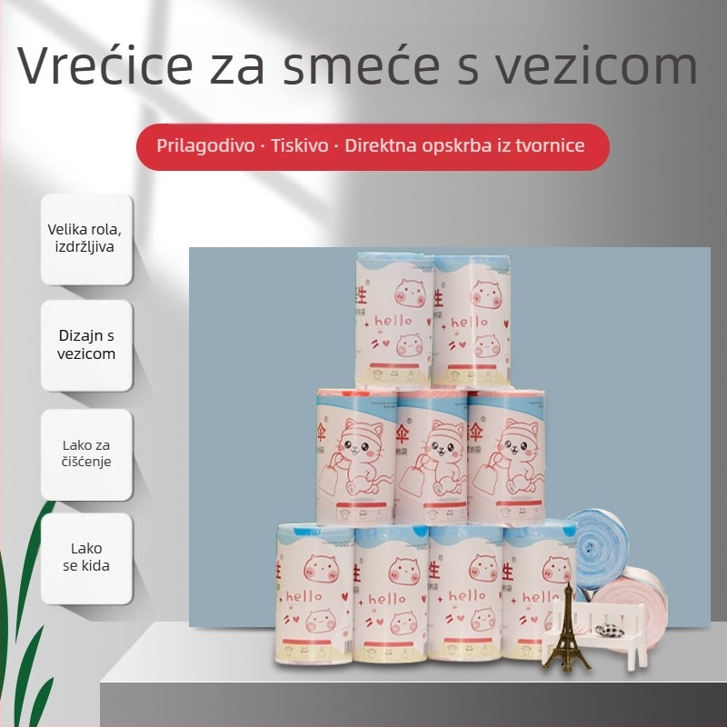 Prijenosne debelo otisnute vrećice za kuhinju sa šnurlom, velike kapacitete, paket od 50 komada
