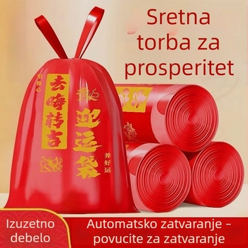 Crvene vrećice za smeće u kineskom stilu, debele, s šnrom za zatvaranje, za kuhinju i dom, ekonomsko pakiranje