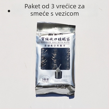 3-komplet kućnih vrećica za smeće s užetom, debeli plastični, crne boje, za kuhinju