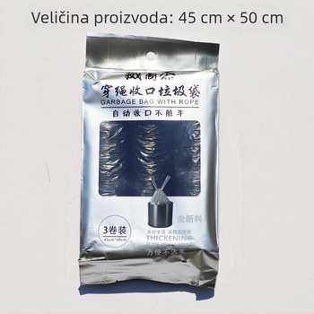 3-komplet kućnih vrećica za smeće s užetom, debeli plastični, crne boje, za kuhinju