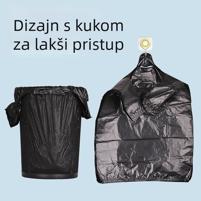 Kuhinjske debele vreće za smeće s ručnim nošenjem, prsluk-stil, veliko pakiranje, 40×60 cm, crne, čvrste plastike vreće
