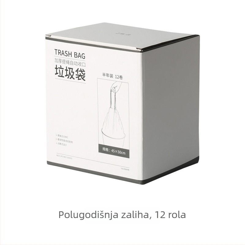 Debeli vreće za smeće u kutiji, prenosive s automatskim zatvaranjem vrpce, velike veličine za kućnu upotrebu, paket od 12 kom
