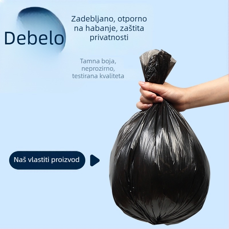 Jin Shengtang Crne jednokratne vreće za otpad od PE, perforirane, debeli, za hotele i kuhinje, 100 komada u kutiji