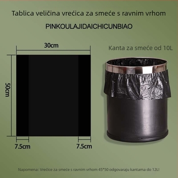 Crne jednokratne plastične vrećice za otpad, 10 L, 45×45 cm, za hotelske sobe i komercijalnu upotrebu, pakiranje od 60 komada