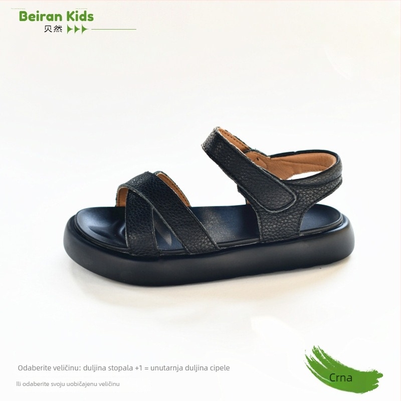 Dječje vodootporne kožne sportske sandale za dječake i djevojčice, s Velcro kopčom, prozračne ljetne sandale za plažu