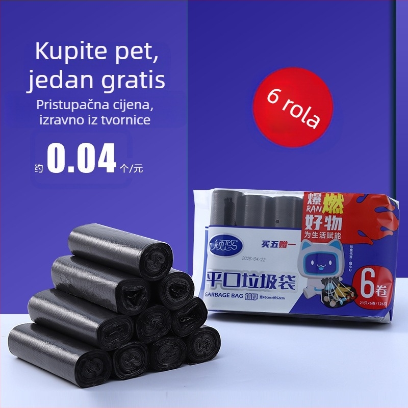 Crne kućne vrećice za smeće, otporne na kidanje, s ravnim otvorom, 40 komada, PE materijal