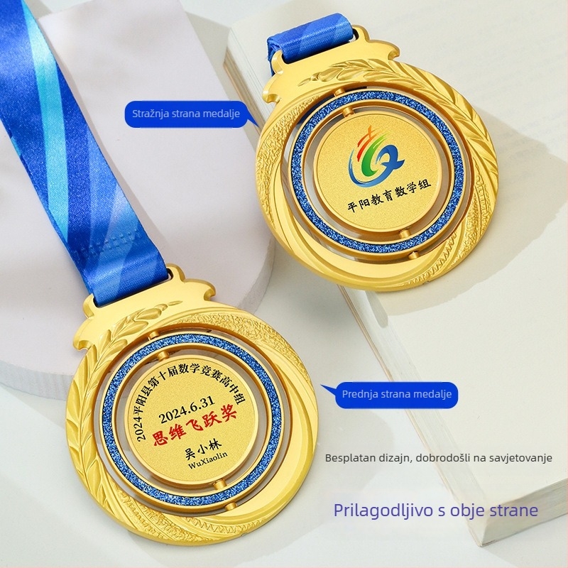 Rotirajuća metalna medalja za maratonsko događanje – prilagodljiva medalja i plaketa časti događaja
