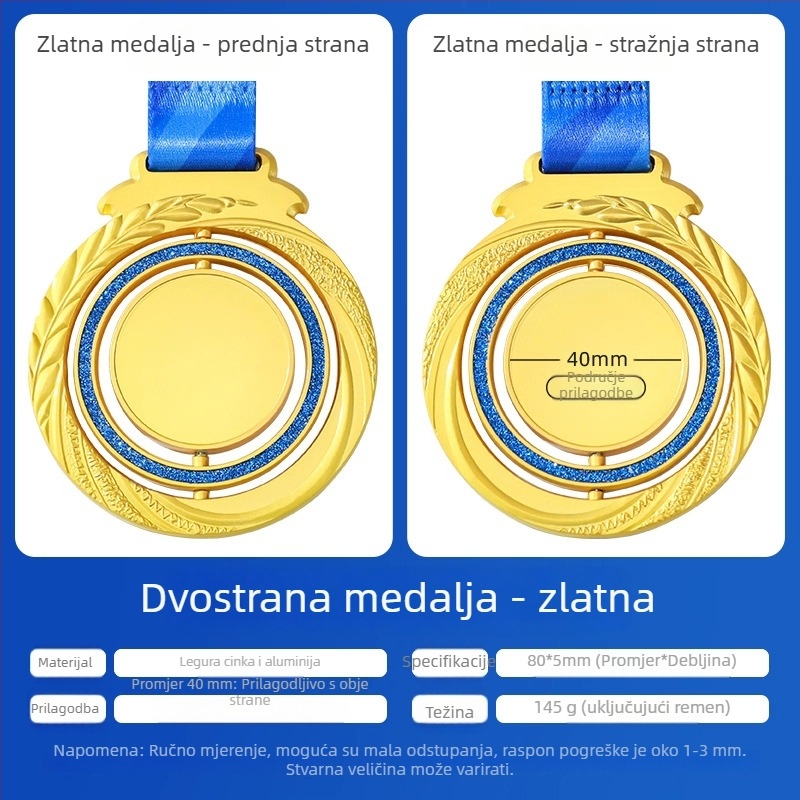 Rotirajuća metalna medalja za maratonsko događanje – prilagodljiva medalja i plaketa časti događaja