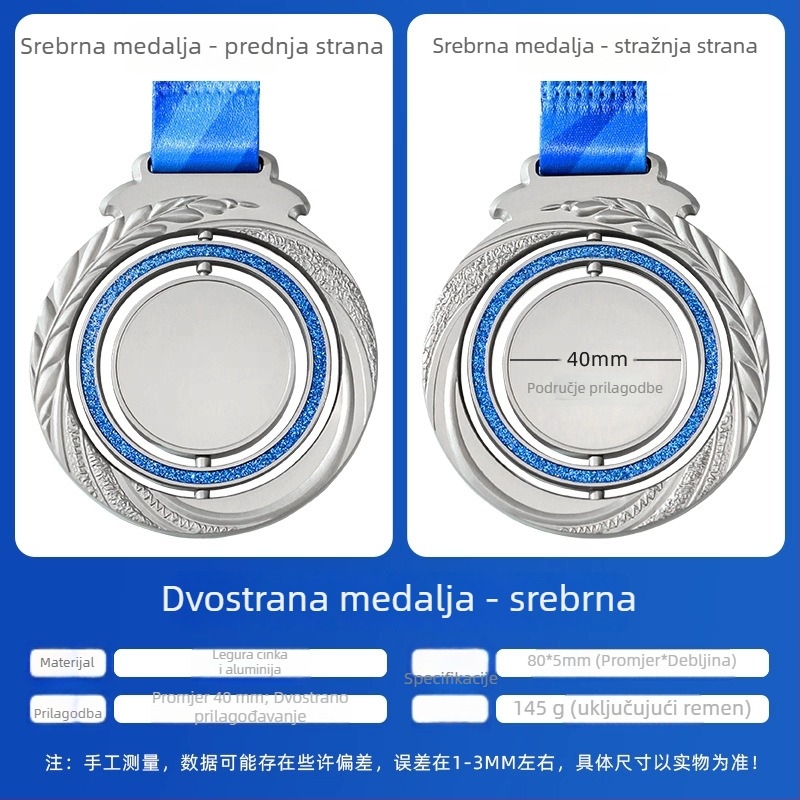 Rotirajuća metalna medalja za maratonsko događanje – prilagodljiva medalja i plaketa časti događaja
