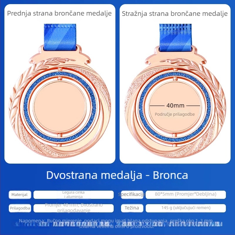 Rotirajuća metalna medalja za maratonsko događanje – prilagodljiva medalja i plaketa časti događaja