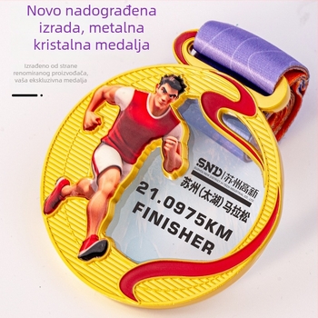 Prilagođene medalje za sportske događaje, maratonske utrke, zlatne, srebrne i brončane spomen medalje te metalne počastne ploče