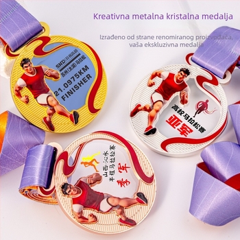 Prilagođene medalje za sportske događaje, maratonske utrke, zlatne, srebrne i brončane spomen medalje te metalne počastne ploče