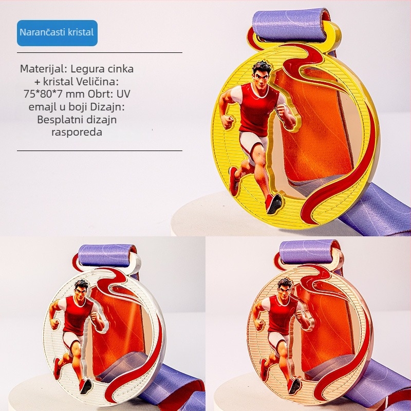 Prilagođene medalje za sportske događaje, maratonske utrke, zlatne, srebrne i brončane spomen medalje te metalne počastne ploče