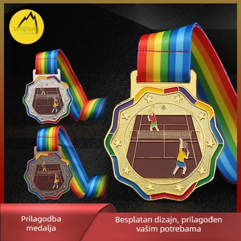 Medalja od cinkove legure, prilagođena badmintonu i tenisu – svečana nagrada za školski sportski susret, zlatna i srebrna