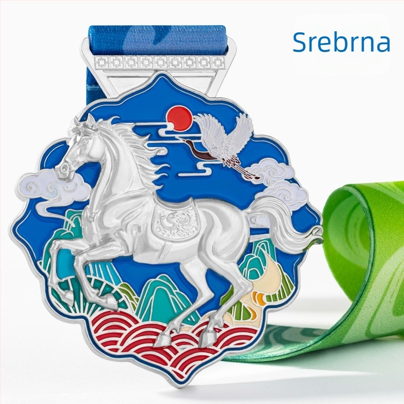 Medalja za zaposlenike – Godina Konja 2026, kineskog stila s konjskim motivom i motivom sretnih oblaka, športna nagrada za sjećanje, prilagodljivo