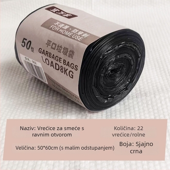 Izuzetno debela vrećica za otpad s ploskim otvorom, 50×60 cm, crna, za kućnu i poslovnu upotrebu, jednokratna plastična vrećica.