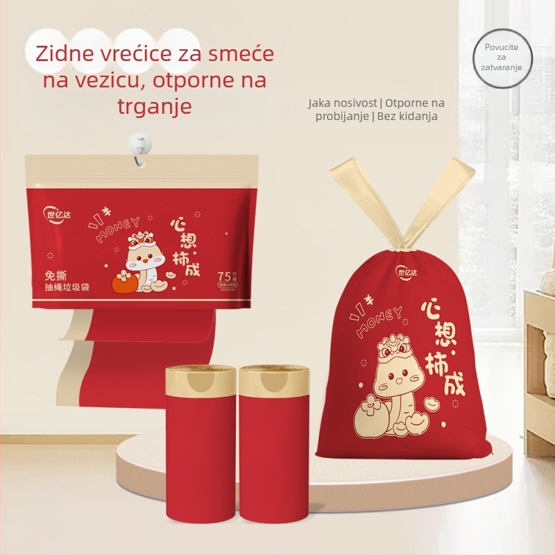 Smeće vrećice sa šnom za kućnu upotrebu, prijenosne, debele, kuhinjske vreće, bez kidanja