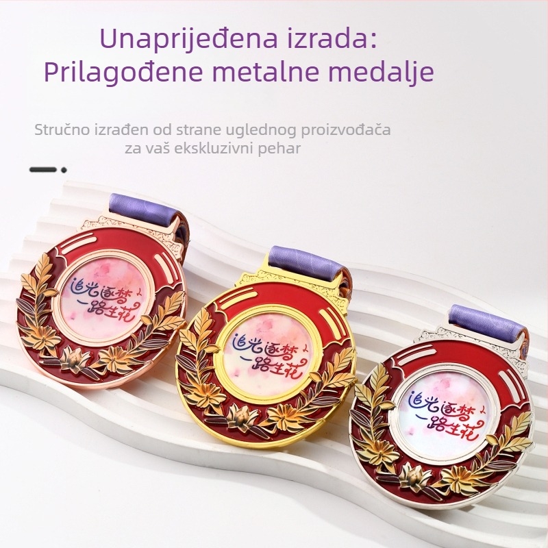 Metalna medalja s emajlom u zlatnoj, srebrnoj i brončanoj boji za maraton – suvenir za objesiti