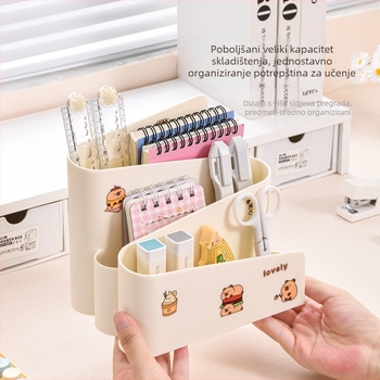Desktop organizator s podijeljenim pretincima za olovke i kozmetiku, japanski stil
