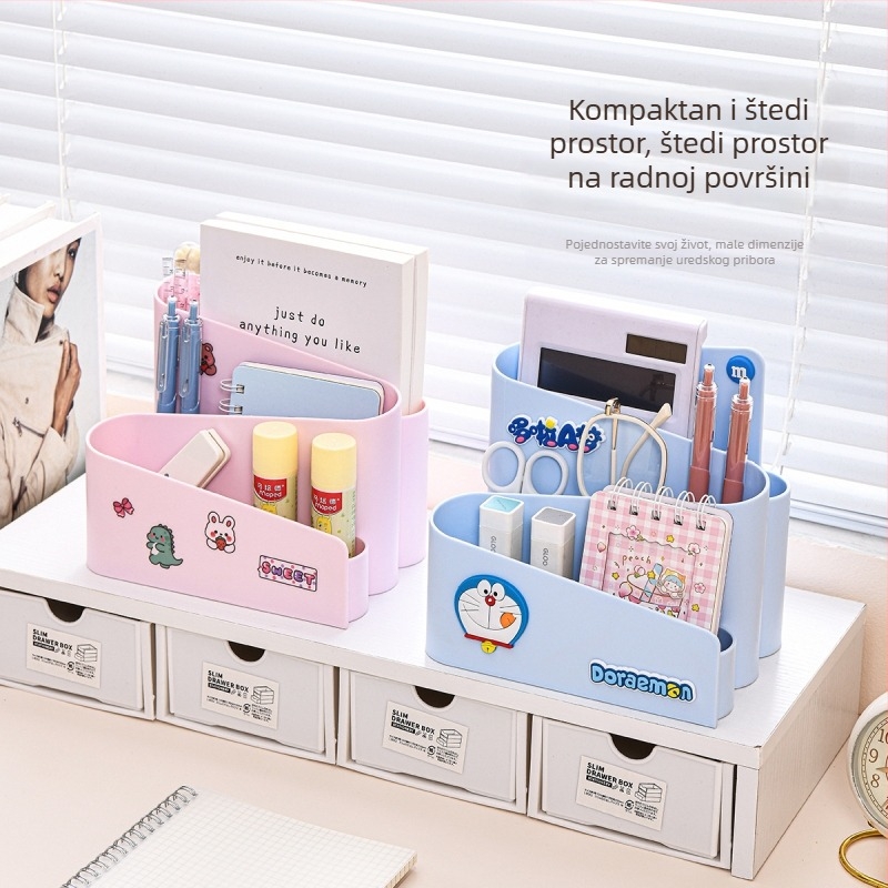 Desktop organizator s podijeljenim pretincima za olovke i kozmetiku, japanski stil