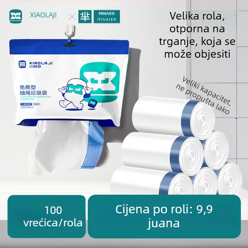 Kućne ekstra velike vrećice za otpad sa vrpcom, otporne na kidanje, 100 komada, PE