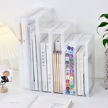Prozirni plastični organizator za uredske potrepštine, kutija za zaštitu od prašine i organiziranje sitnih predmeta; moderan minimalistički dizajn, zapremina 1,95 L.