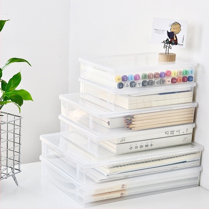 Prozirni plastični organizator za uredske potrepštine, kutija za zaštitu od prašine i organiziranje sitnih predmeta; moderan minimalistički dizajn, zapremina 1,95 L.