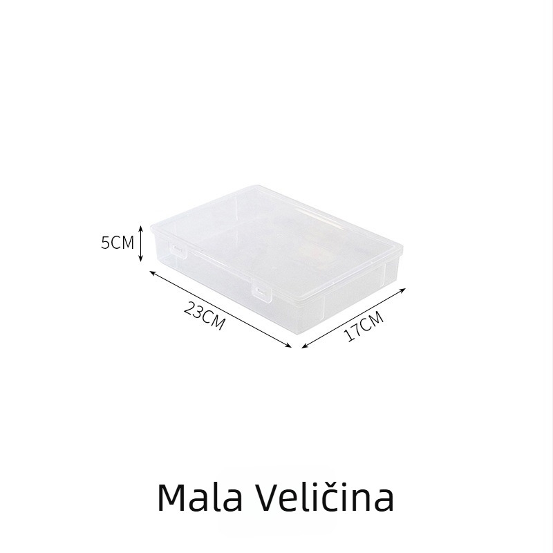 Prozirni plastični organizator za uredske potrepštine, kutija za zaštitu od prašine i organiziranje sitnih predmeta; moderan minimalistički dizajn, zapremina 1,95 L.