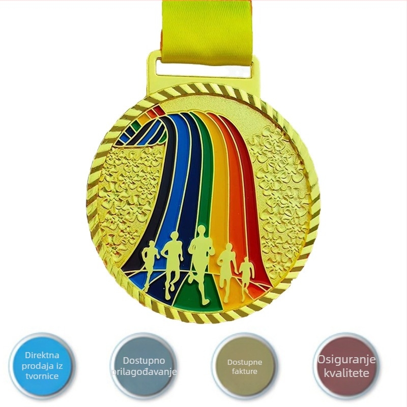 Prilagođena metalna medalja za maraton i sportske događaje – zlatna medalja za čast, promjer 6,5 cm, cinkova legura.