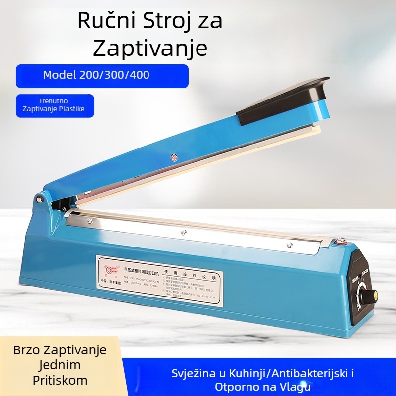 Ručna mašina za zatvaranje plastičnih vrećica – kompaktna za kućnu upotrebu, zatvaranje uz foliju za zatezanje toplinom i rezanje filma