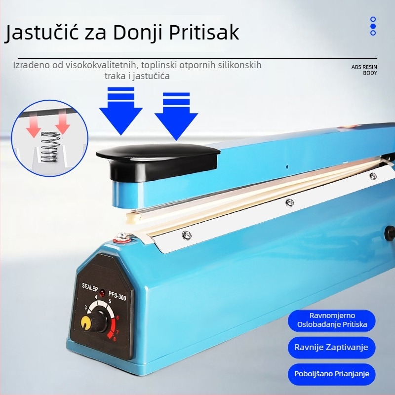 Ručna mašina za zatvaranje plastičnih vrećica – kompaktna za kućnu upotrebu, zatvaranje uz foliju za zatezanje toplinom i rezanje filma