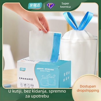 Jednokratne korištene debeli ekološki kućni vrećice za smeće, u kutijastom pakiranju za jednostavno vađenje, bez prljanja ruku, protiv curenja