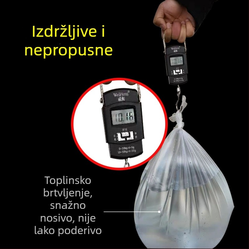 Bijele vrećice za otpad s plosnim otvorom, debele i izdržljive, za hotele, sobe gostiju i kućnu upotrebu.