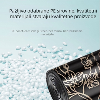 Biljne vrećice za otpad, crne, kućna uporaba, s printom, s ručkama, debeli HDPE
