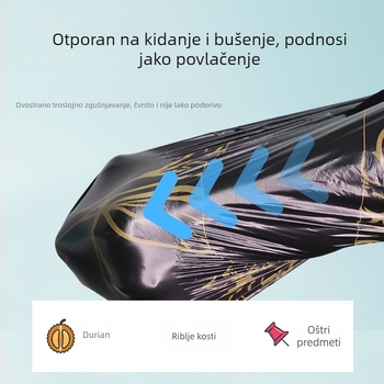 Biljne vrećice za otpad, crne, kućna uporaba, s printom, s ručkama, debeli HDPE