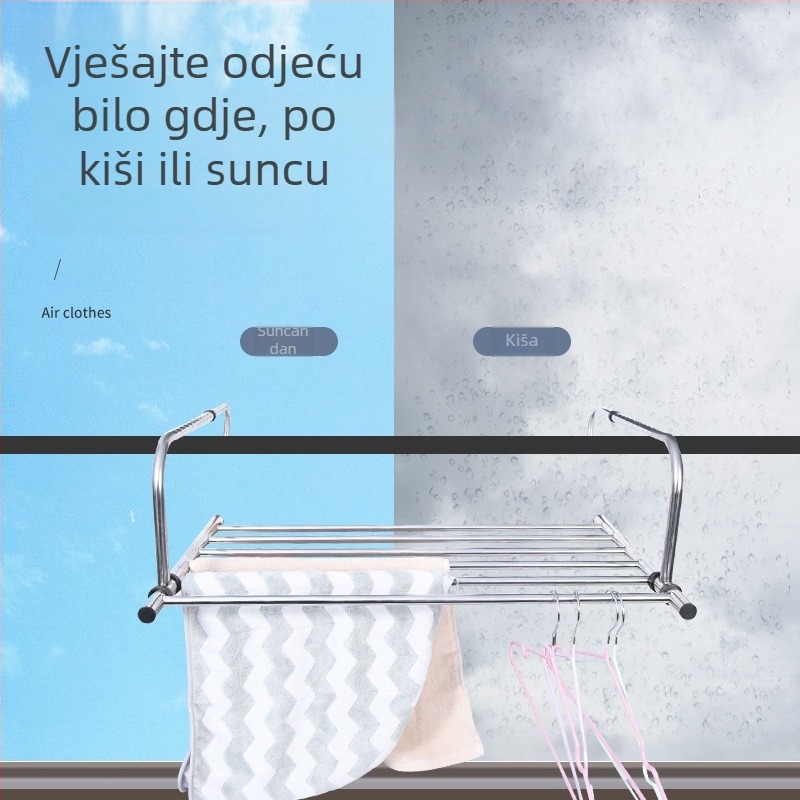 Nerđajući čelični držač za radijator s sklopivom sušilicom i stalkom za cipele za prozor i balkon
