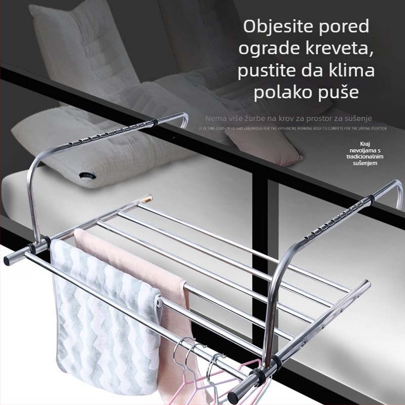 Nerđajući čelični držač za radijator s sklopivom sušilicom i stalkom za cipele za prozor i balkon