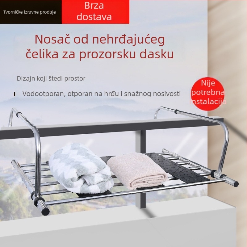 Nerđajući čelični držač za radijator s sklopivom sušilicom i stalkom za cipele za prozor i balkon