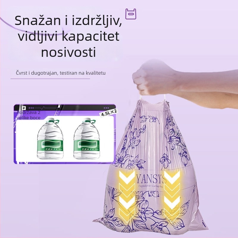 Ljubičaste vreće za otpad s vrpcom, debele kućne vreće za smeće s ručkama
