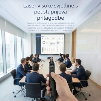 B11 Izvlačni nastavak za nastavu s laserskim pokazivačem, olovka za prebacivanje stranica, odbrojivač vremena, vibracija, LED zaslon, Type-C brzo punjenje