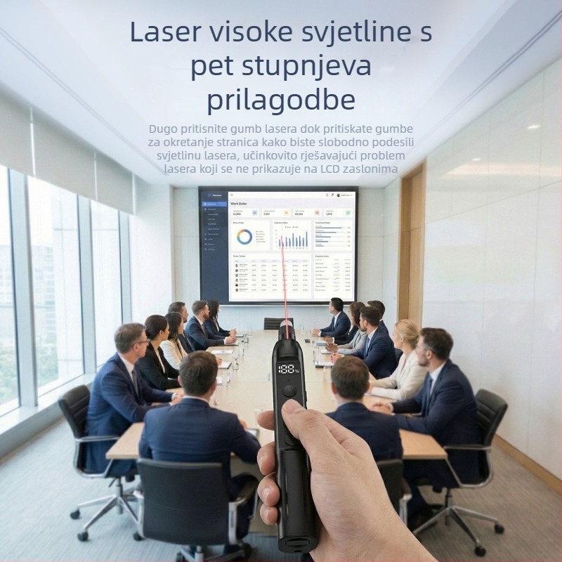 B11 Izvlačni nastavak za nastavu s laserskim pokazivačem, olovka za prebacivanje stranica, odbrojivač vremena, vibracija, LED zaslon, Type-C brzo punjenje