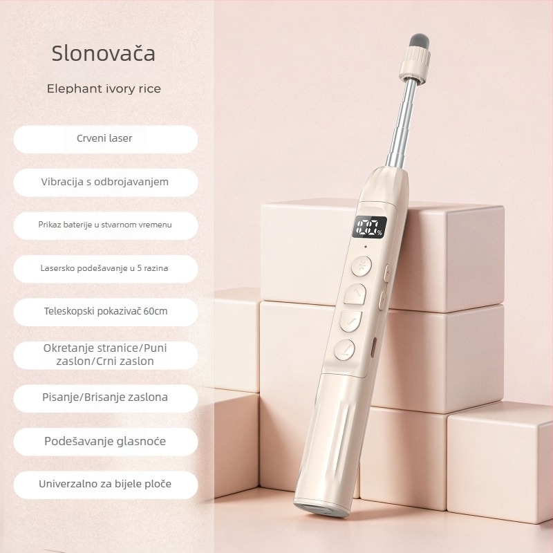 B11 Izvlačni nastavak za nastavu s laserskim pokazivačem, olovka za prebacivanje stranica, odbrojivač vremena, vibracija, LED zaslon, Type-C brzo punjenje